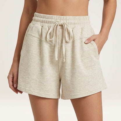 Relaxed Fit Drawstring Shorts with Subtle Seam and Pockets