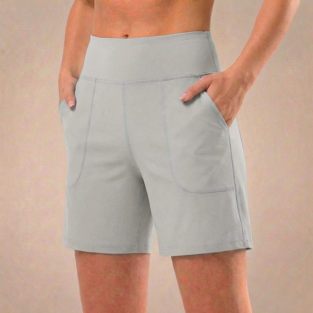 High-Waist Relaxed Fit Athletic Shorts with Structured Seam Paneling