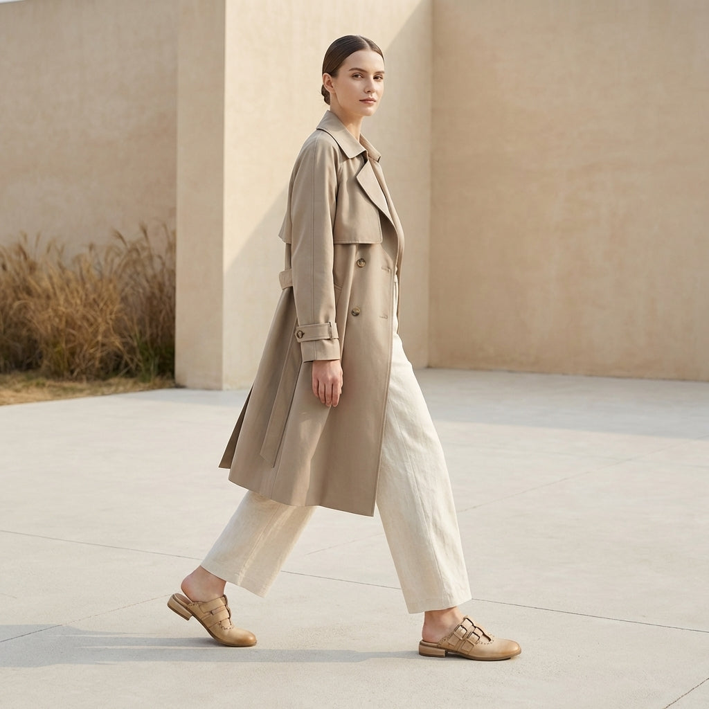 Slip-On Mule Heels with Brogue Detailing and Double Buckle Straps