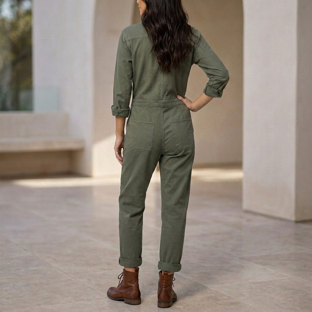 Tailored Structured Utility Jumpsuit with Functional Pockets
