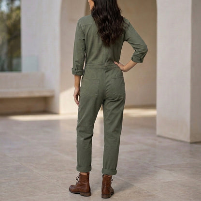 Tailored Structured Utility Jumpsuit with Functional Pockets