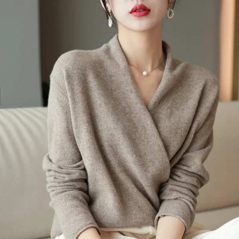 Amelia Wrap Pullover | V-Neck Relaxed Fit Pullover