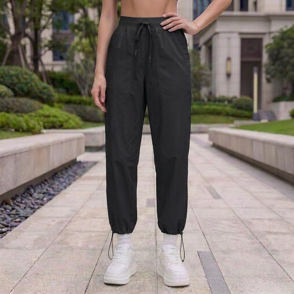 Relaxed Straight-Leg Lightweight Sports Pants with Adjustable Drawstrings