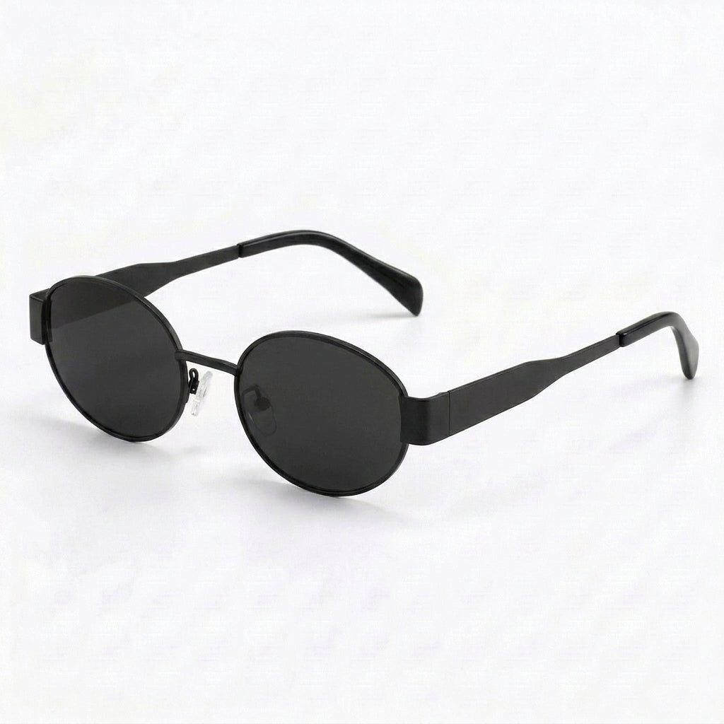 Vintage-Inspired Round Sunglasses with Patterned Tapered Temples
