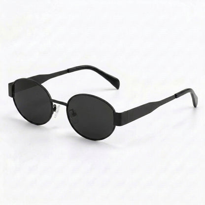 Vintage-Inspired Round Sunglasses with Patterned Tapered Temples