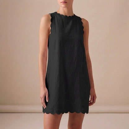 Sleeveless Ruffle Hem Mini Dress in Lightweight Fabric