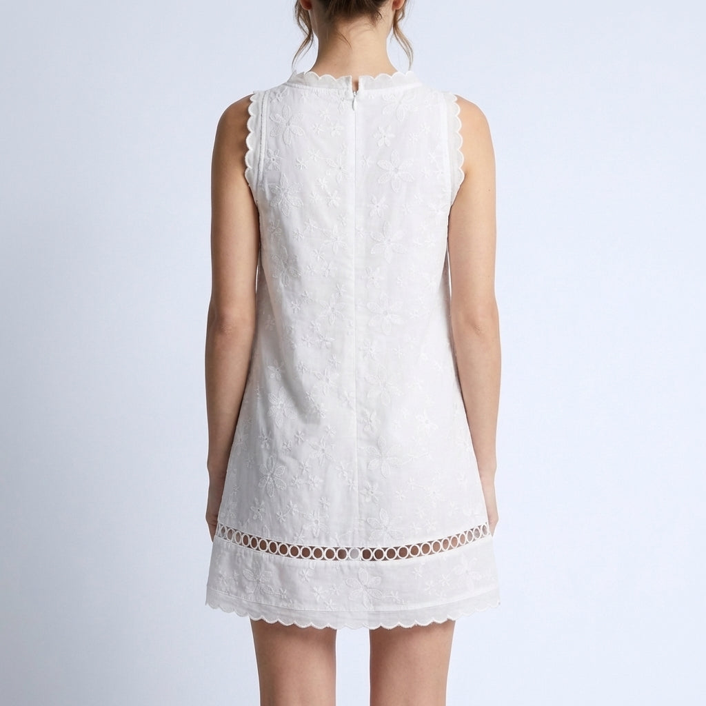 Sleeveless Lace Mini Dress with Ruffle Hem Detail