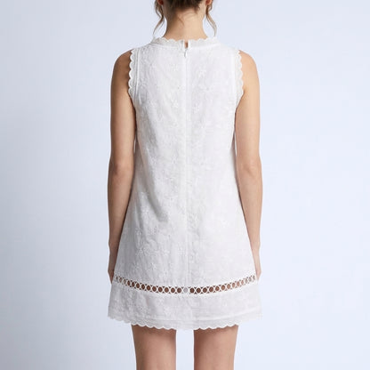 Sleeveless Lace Mini Dress with Ruffle Hem Detail