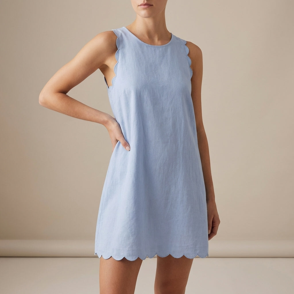 Sleeveless Ruffle Hem Mini Dress in Lightweight Fabric