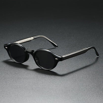 Vintage-Inspired Round Frame Sunglasses with Translucent Temples