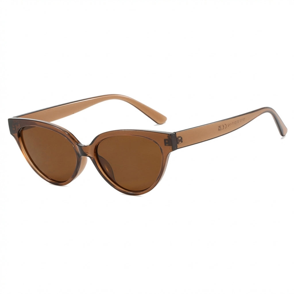 Sophisticated Cat-Eye Sunglasses with Glossy Mottled Frame and Dark Lenses