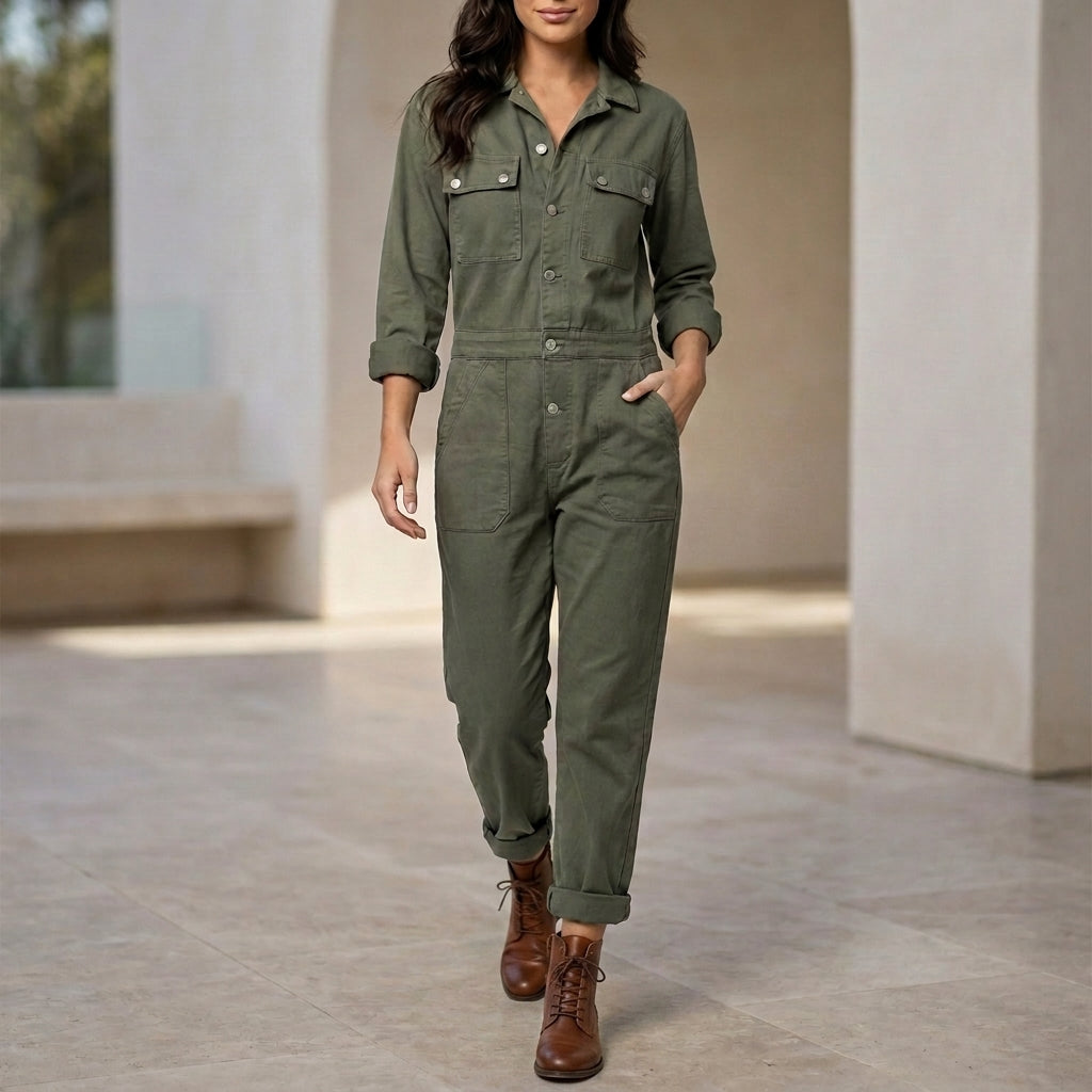 Tailored Structured Utility Jumpsuit with Functional Pockets