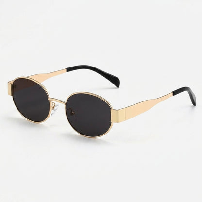 Vintage-Inspired Round Sunglasses with Patterned Tapered Temples