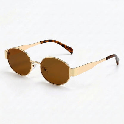 Vintage-Inspired Round Sunglasses with Patterned Tapered Temples