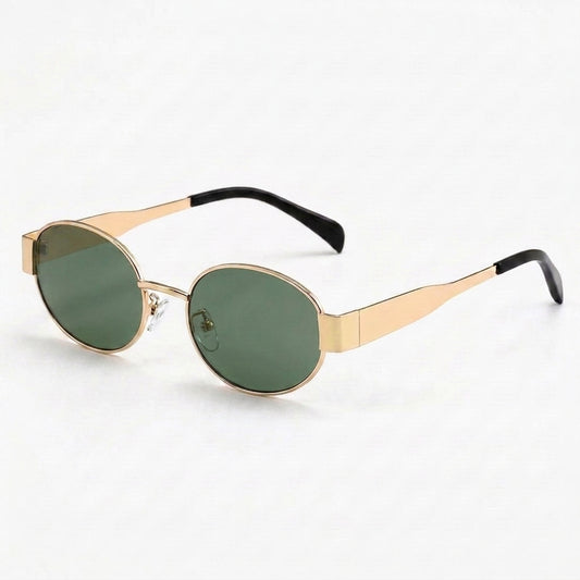 Vintage-Inspired Round Sunglasses with Patterned Tapered Temples