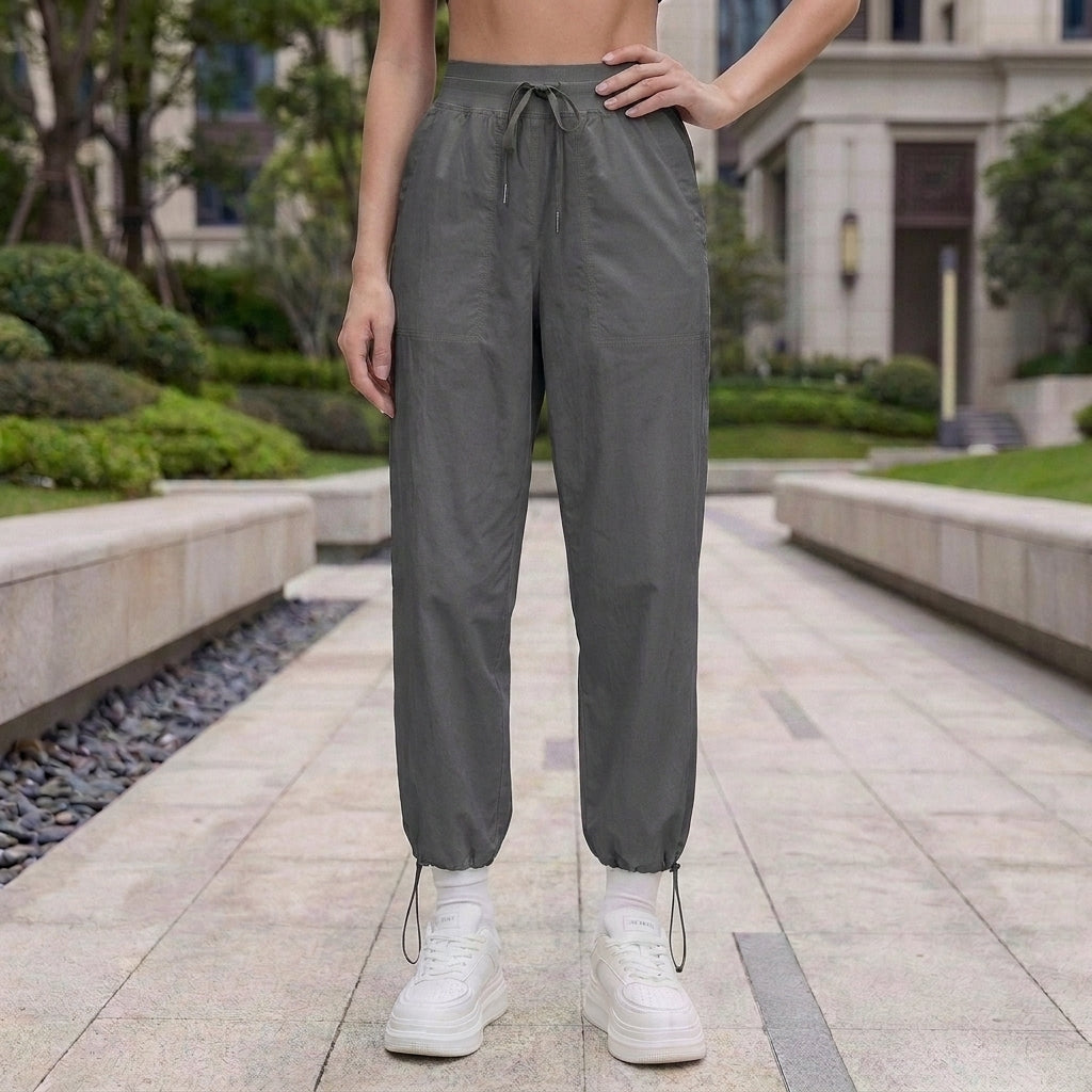 Relaxed Straight-Leg Lightweight Sports Pants with Adjustable Drawstrings