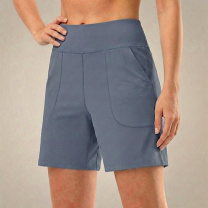 High-Waist Relaxed Fit Athletic Shorts with Structured Seam Paneling