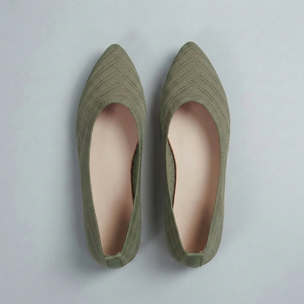 Textured Chevron Knit Pointed Toe Slip-On Flats for Refined Everyday Elegance