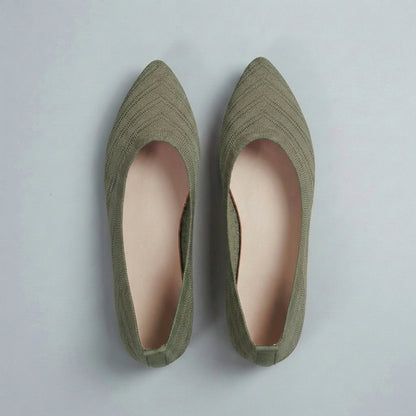 Textured Chevron Knit Pointed Toe Slip-On Flats for Refined Everyday Elegance