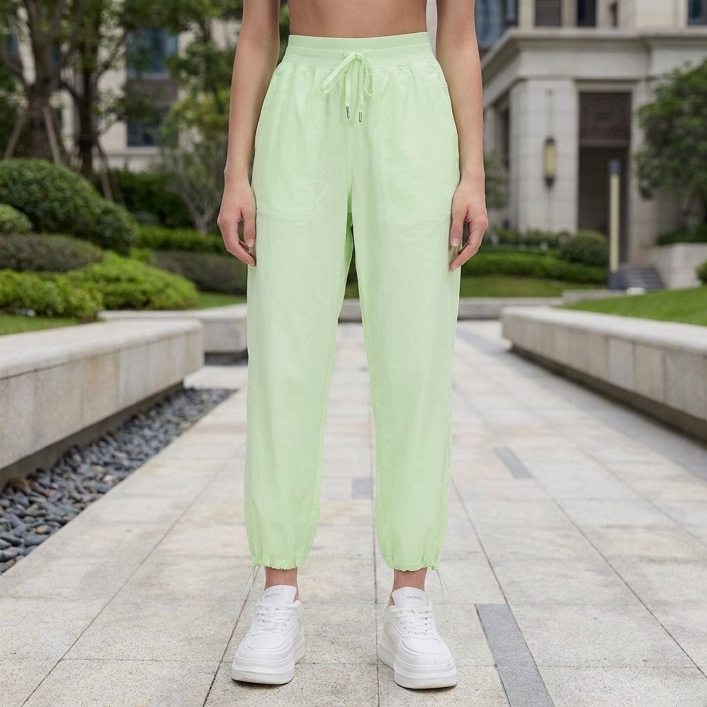 Relaxed Straight-Leg Lightweight Sports Pants with Adjustable Drawstrings