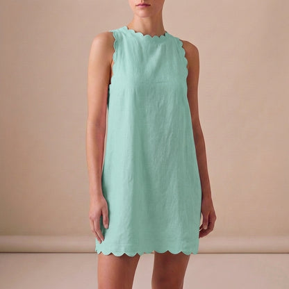 Sleeveless Ruffle Hem Mini Dress in Lightweight Fabric