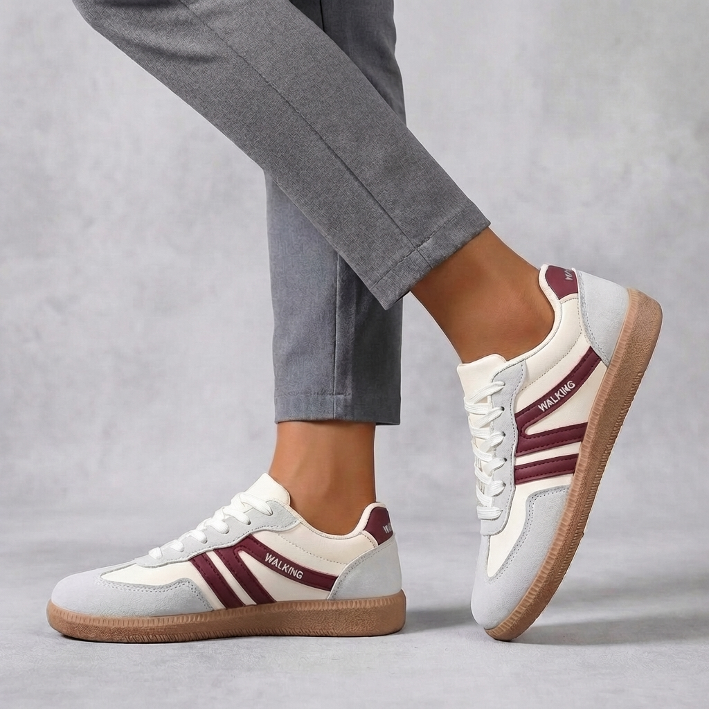 Contemporary Low-Top Lace-Up Sneakers with Signature Striped Detail