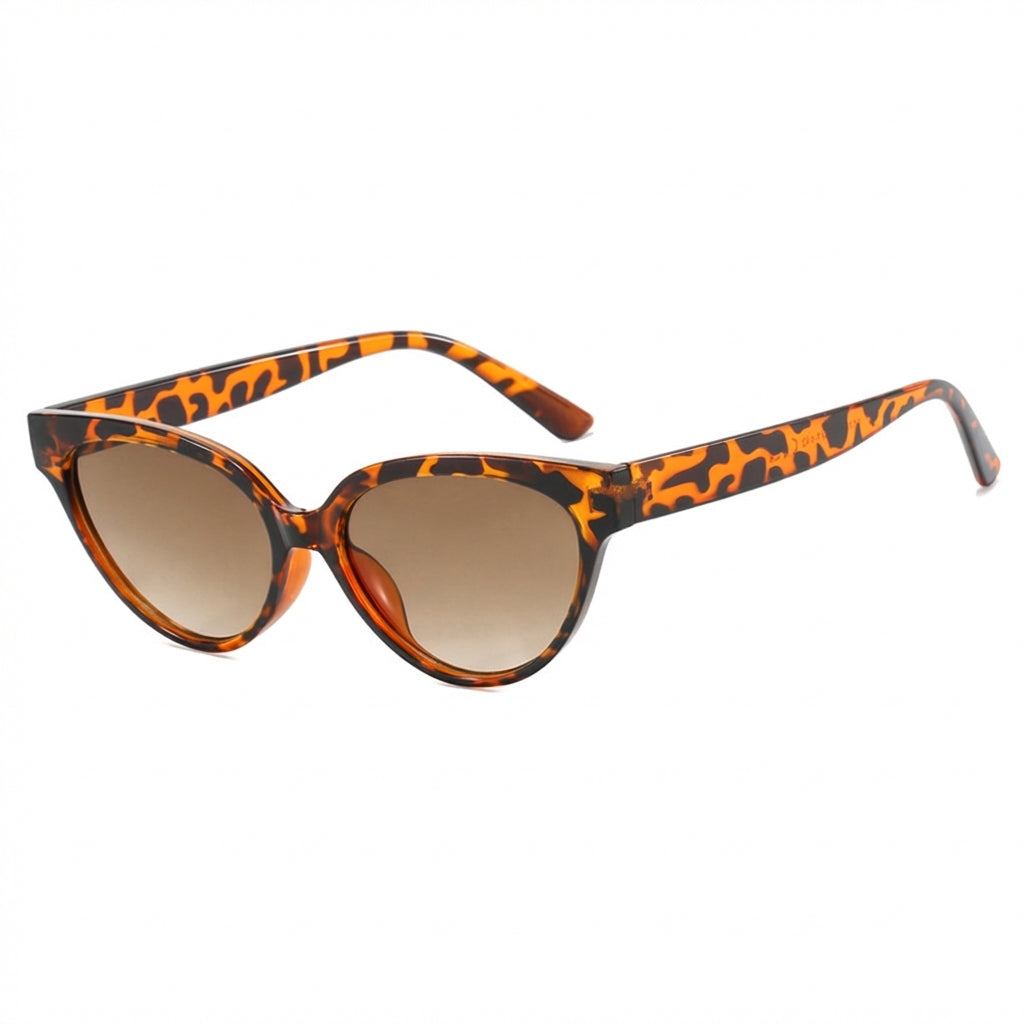 Sophisticated Cat-Eye Sunglasses with Glossy Mottled Frame and Dark Lenses
