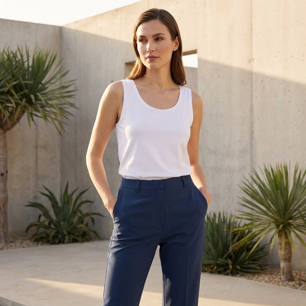 Effortless Lightweight Tank Top with Wide Straps and Ribbed Trim