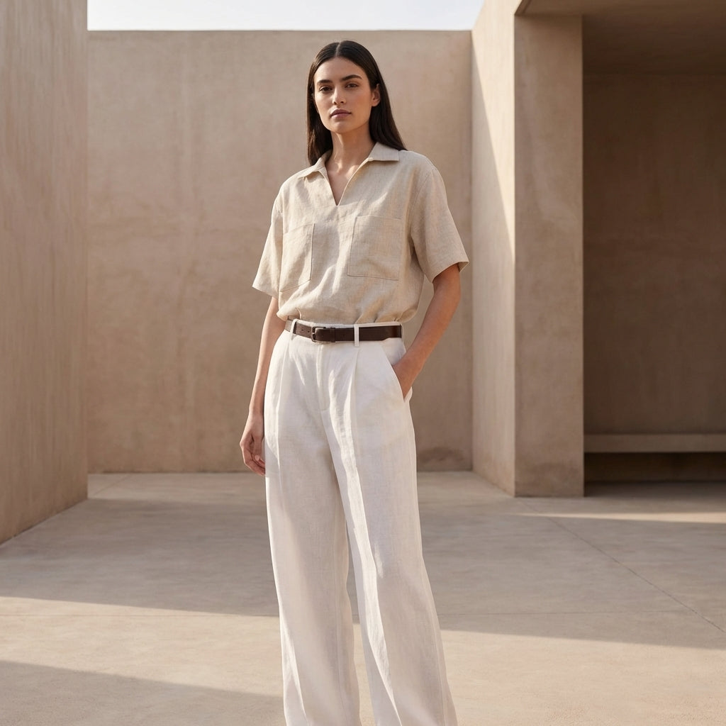 Relaxed Fit V-Neck Shirt with Patch Pockets for Elevated Casualwear