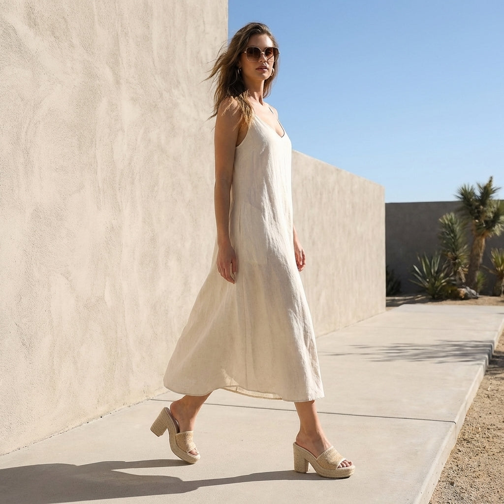 Elevated Espadrille Platform Block Heel Mule Sandal