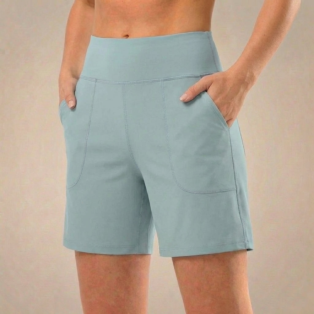 High-Waist Relaxed Fit Athletic Shorts with Structured Seam Paneling