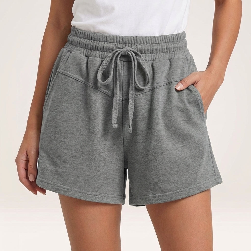 Relaxed Fit Drawstring Shorts with Subtle Seam and Pockets