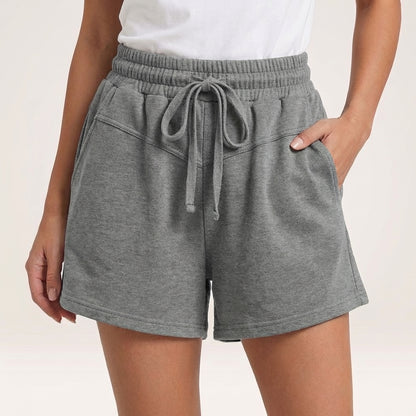 Relaxed Fit Drawstring Shorts with Subtle Seam and Pockets