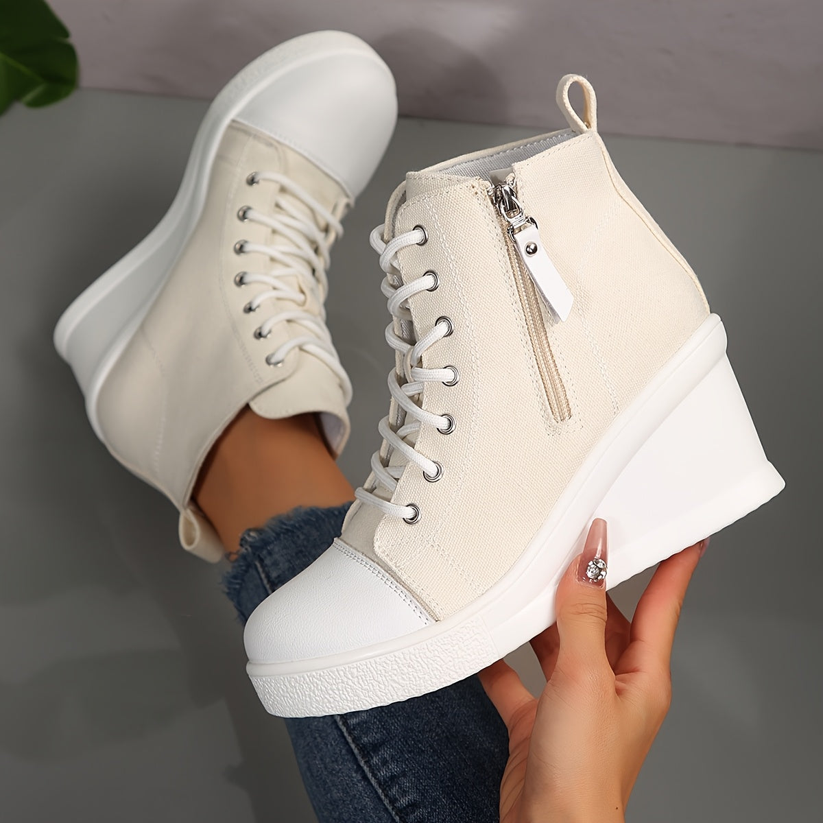 Isla Wedge High-Top Sneaker | Lace-Up Ankle-Length Sneaker