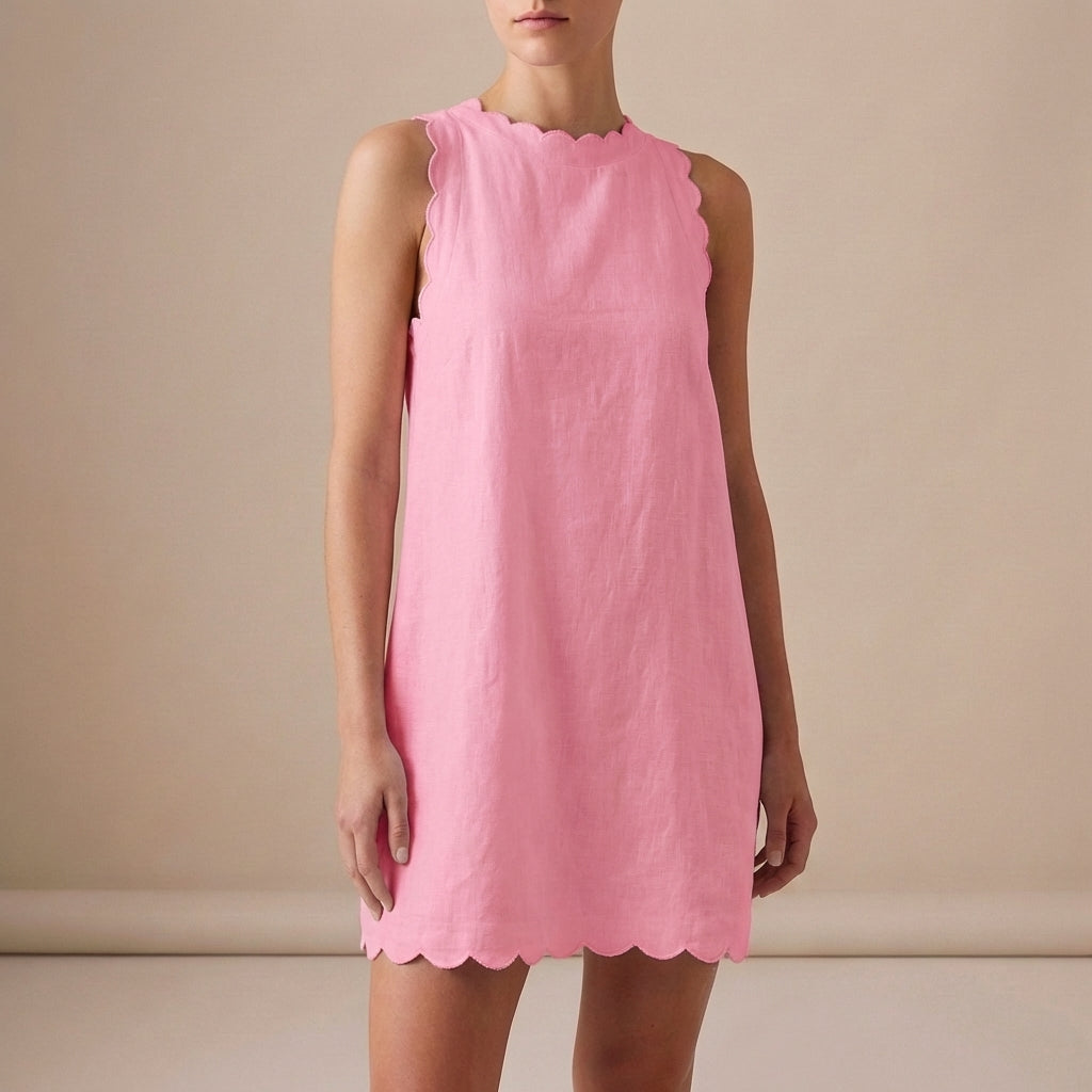 Sleeveless Ruffle Hem Mini Dress in Lightweight Fabric