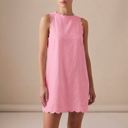 Sleeveless Ruffle Hem Mini Dress in Lightweight Fabric