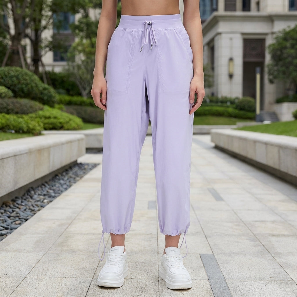 Relaxed Straight-Leg Lightweight Sports Pants with Adjustable Drawstrings