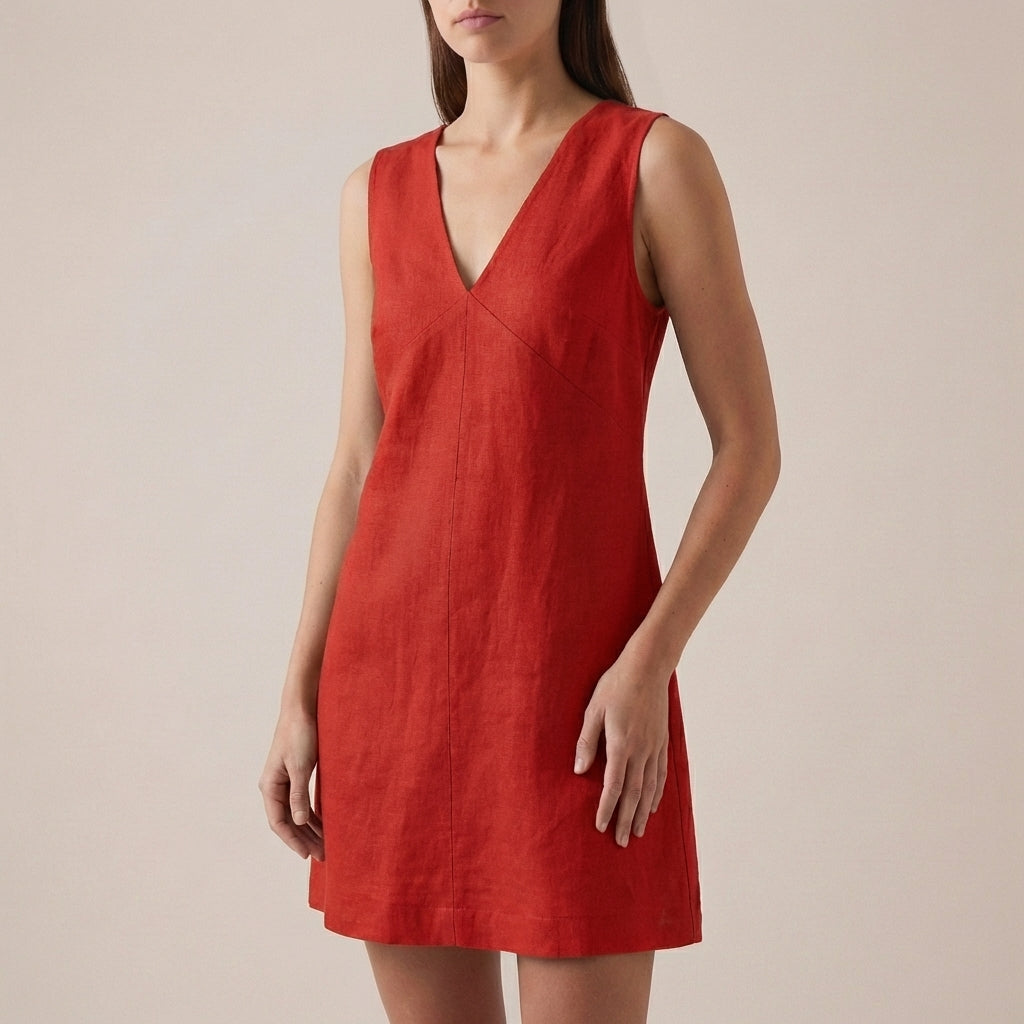 Effortless A-Line Mini Dress with V-Neck