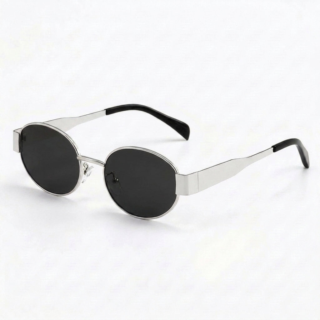 Vintage-Inspired Round Sunglasses with Patterned Tapered Temples