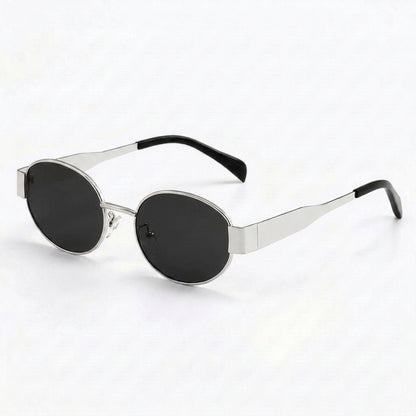 Vintage-Inspired Round Sunglasses with Patterned Tapered Temples