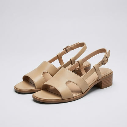Structured Orthopedic Slingback Sandals with Adjustable Ankle Strap and Low Block Heel