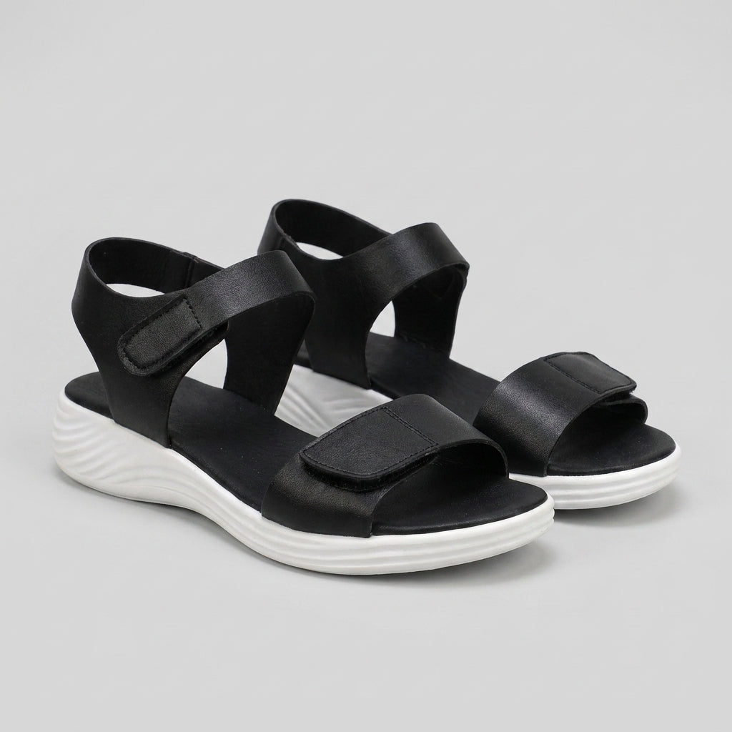 Adjustable Strapped Wedge Sandals with Textured Low Platform Sole for Easy Comfort