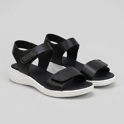 Adjustable Strapped Wedge Sandals with Textured Low Platform Sole for Easy Comfort