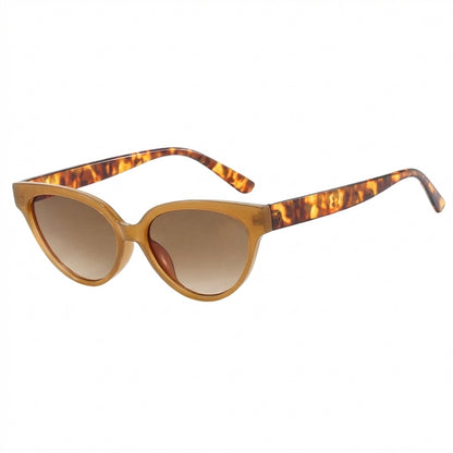 Sophisticated Cat-Eye Sunglasses with Glossy Mottled Frame and Dark Lenses