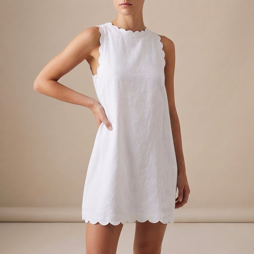 Sleeveless Ruffle Hem Mini Dress in Lightweight Fabric