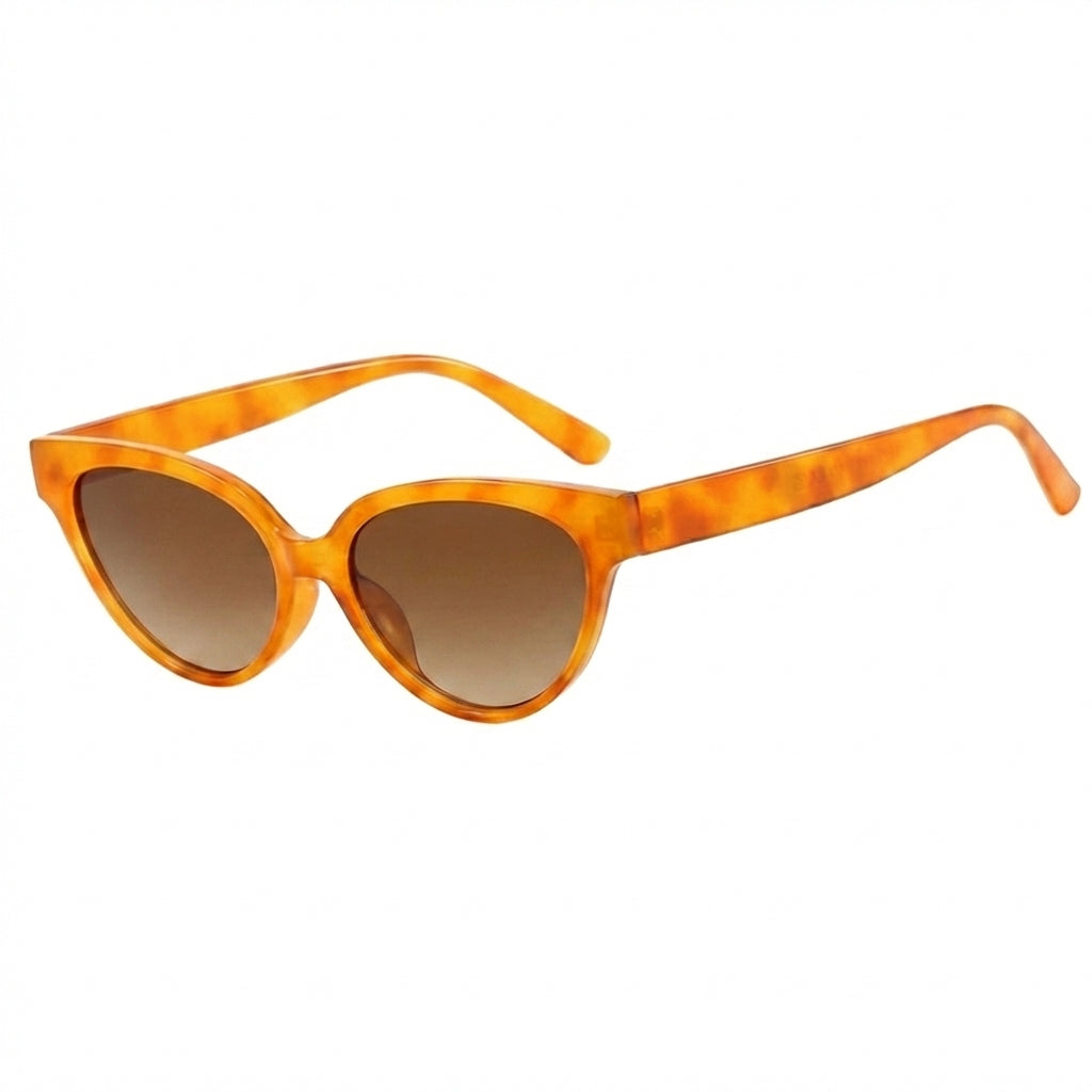Sophisticated Cat-Eye Sunglasses with Glossy Mottled Frame and Dark Lenses
